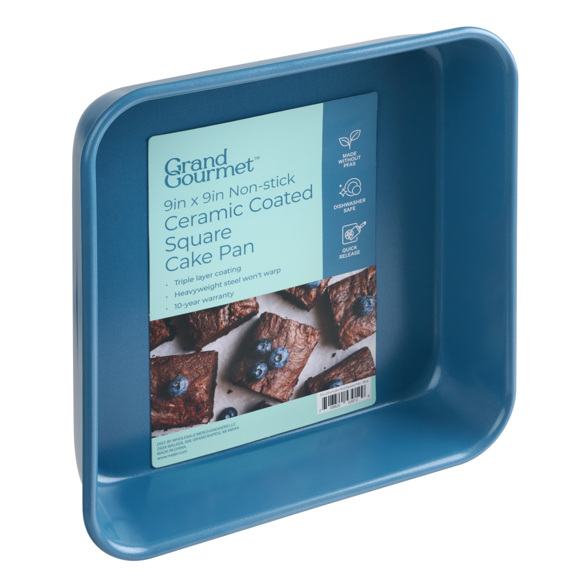 slide 2 of 2, Grand Gourmet Non-Stick Ceramic Coated 9in x 9in Square Cake Pan (Light Blue), 9 in