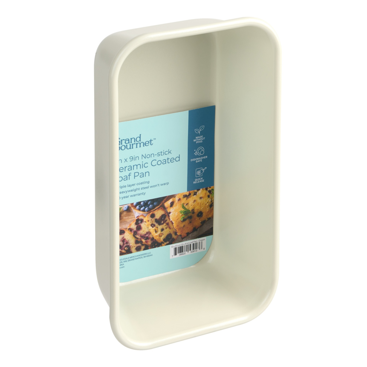 slide 2 of 2, Grand Gourmet Non-Stick Ceramic Coated 5in x 9in Loaf Pan (Cream), 5 in