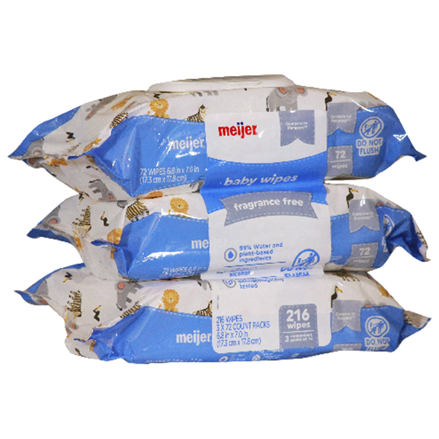 slide 1 of 1, Meijer Baby Wipes Refill, Fragrance Free, 216 ct