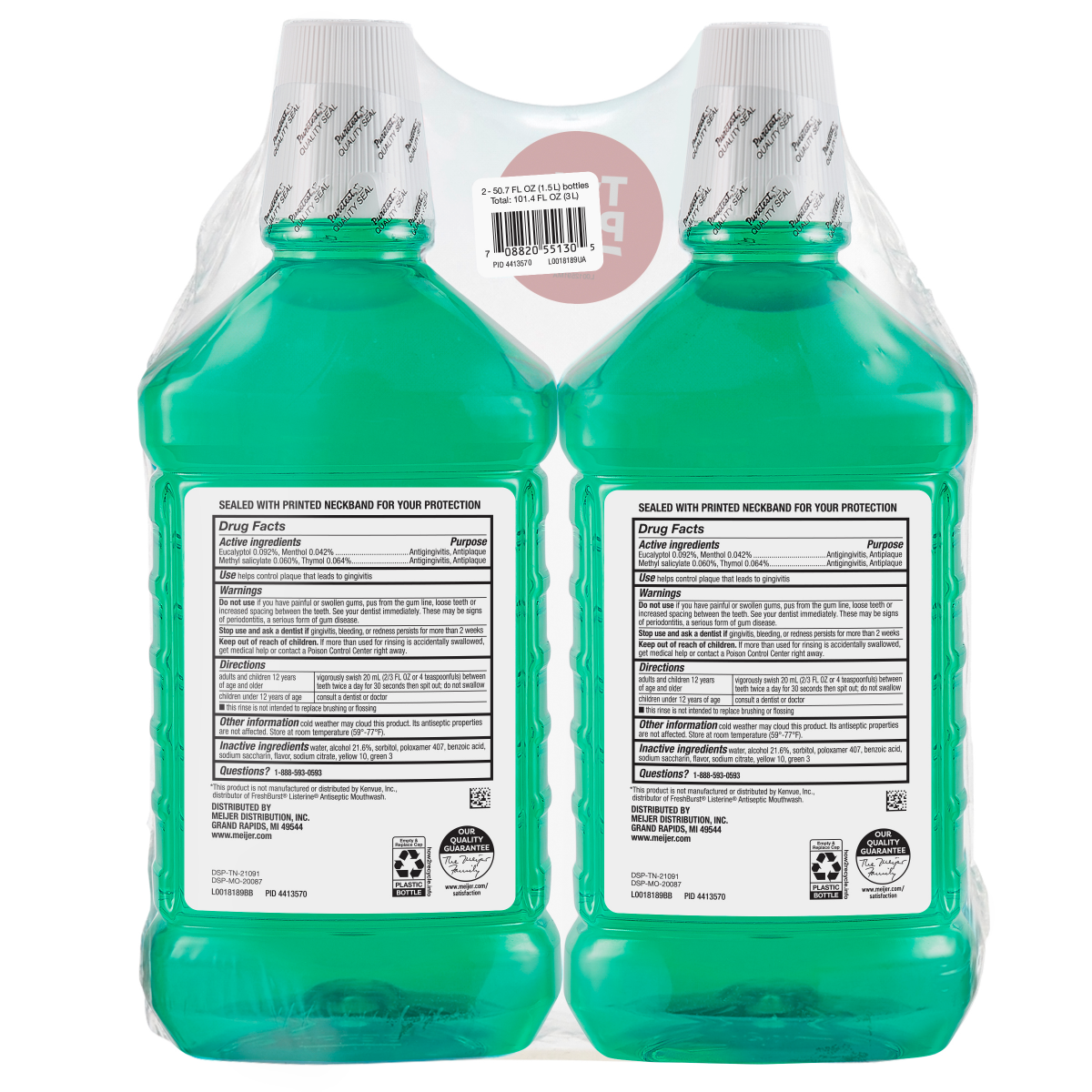 slide 2 of 2, Meijer mouth rinse, Fresh mint, 50.7 fl oz, 2 ct