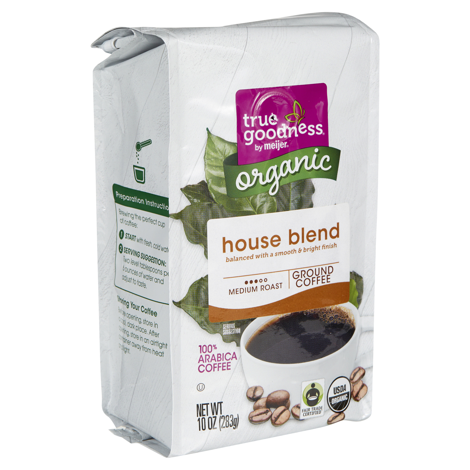 slide 4 of 5, True Goodness Organic House Blend Ground Coffee, 10 oz, 10 oz