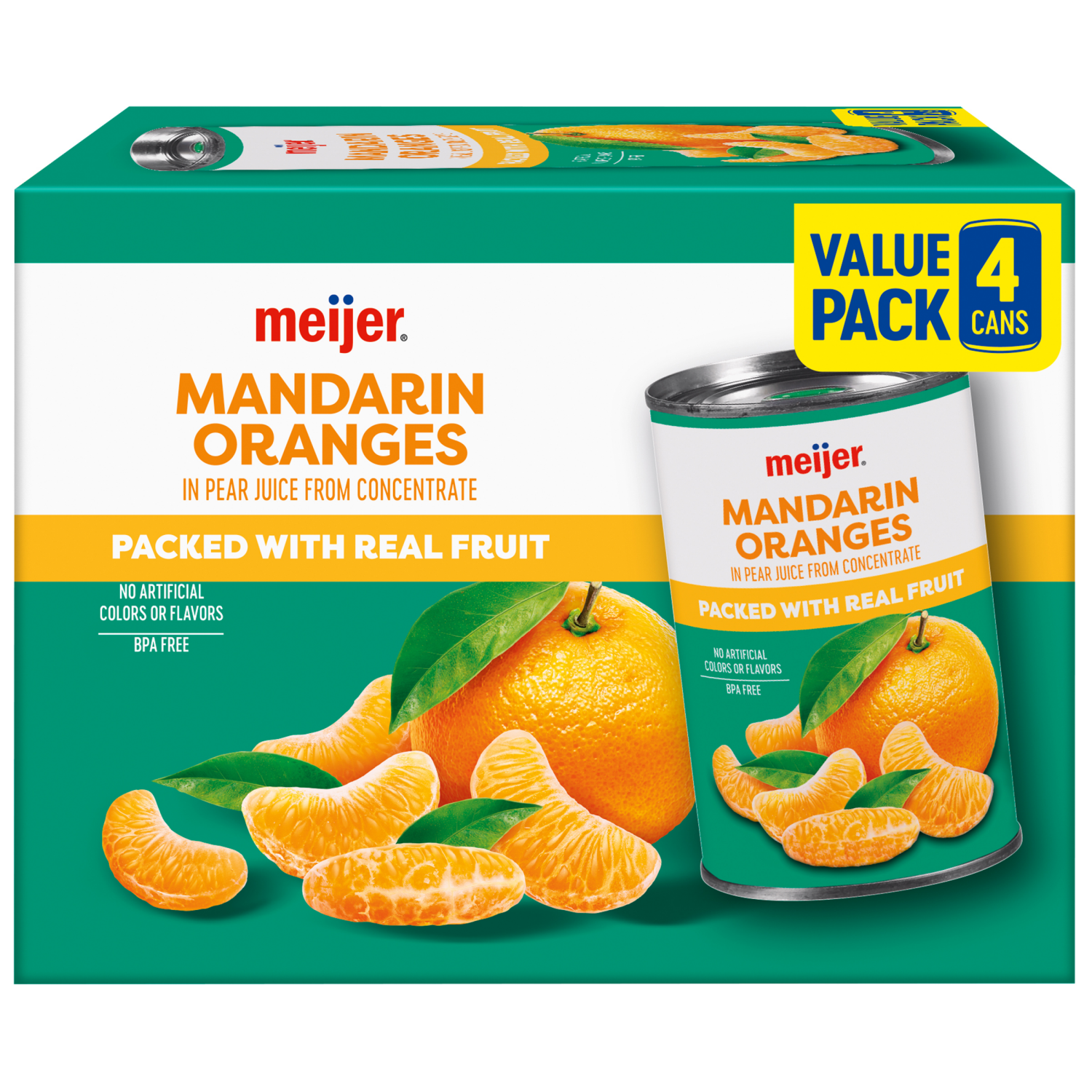 slide 2 of 5, Meijer Mandarin Oranges In Juice 4 Ct/15 Oz, 4 ct; 15 oz