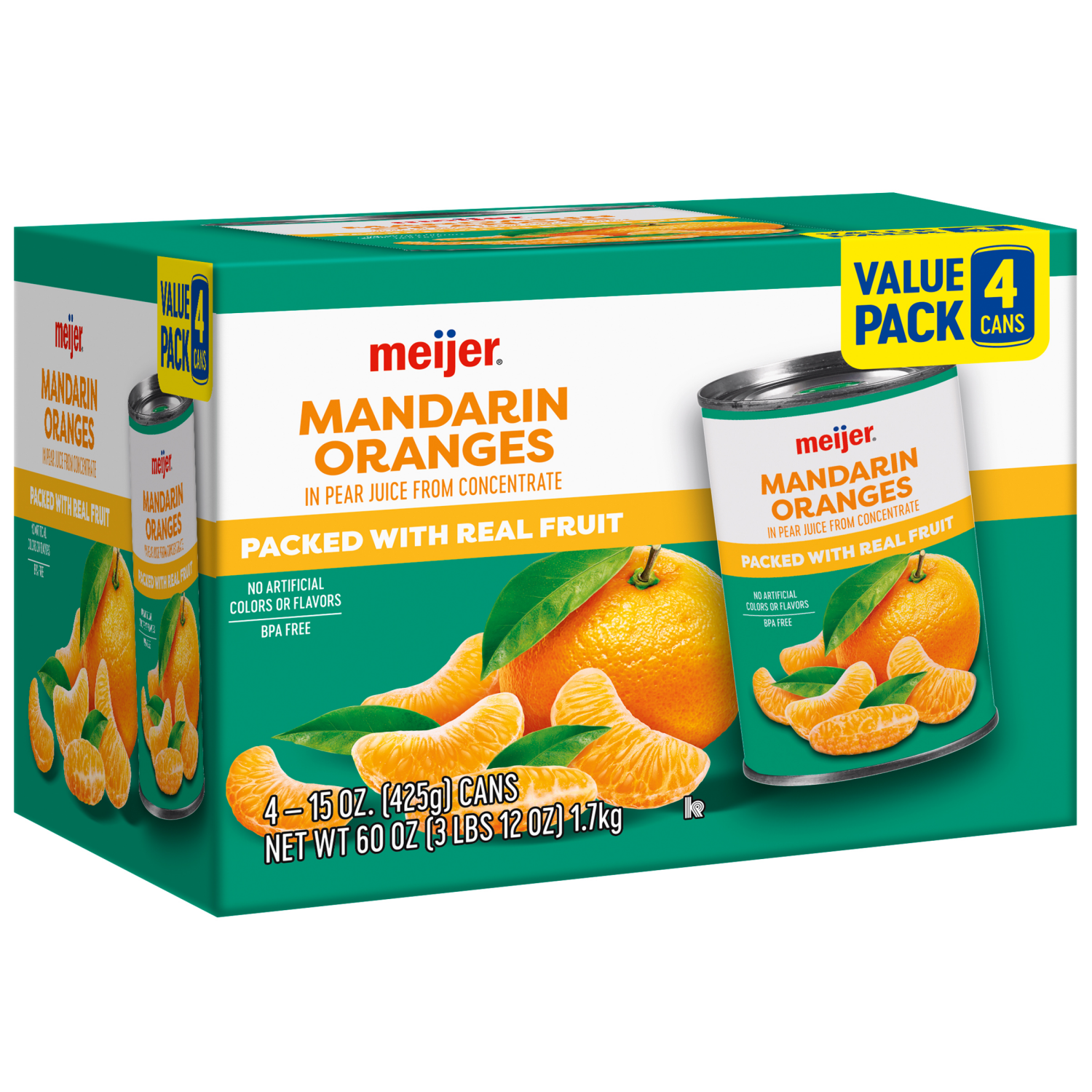 slide 4 of 5, Meijer Mandarin Oranges In Juice 4 Ct/15 Oz, 4 ct; 15 oz
