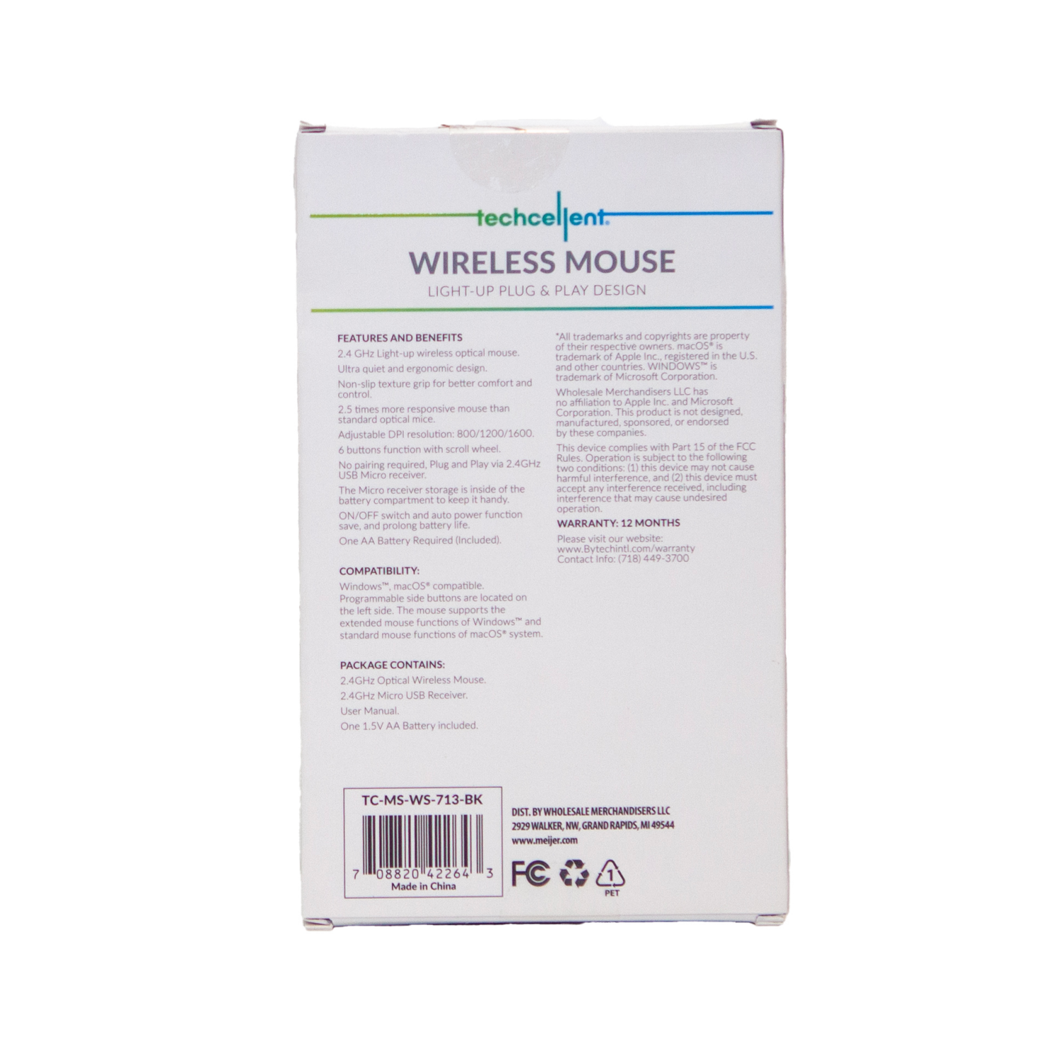 slide 2 of 6, Techcellent Wireless Mouse Rgb Light Sr, 1 ct