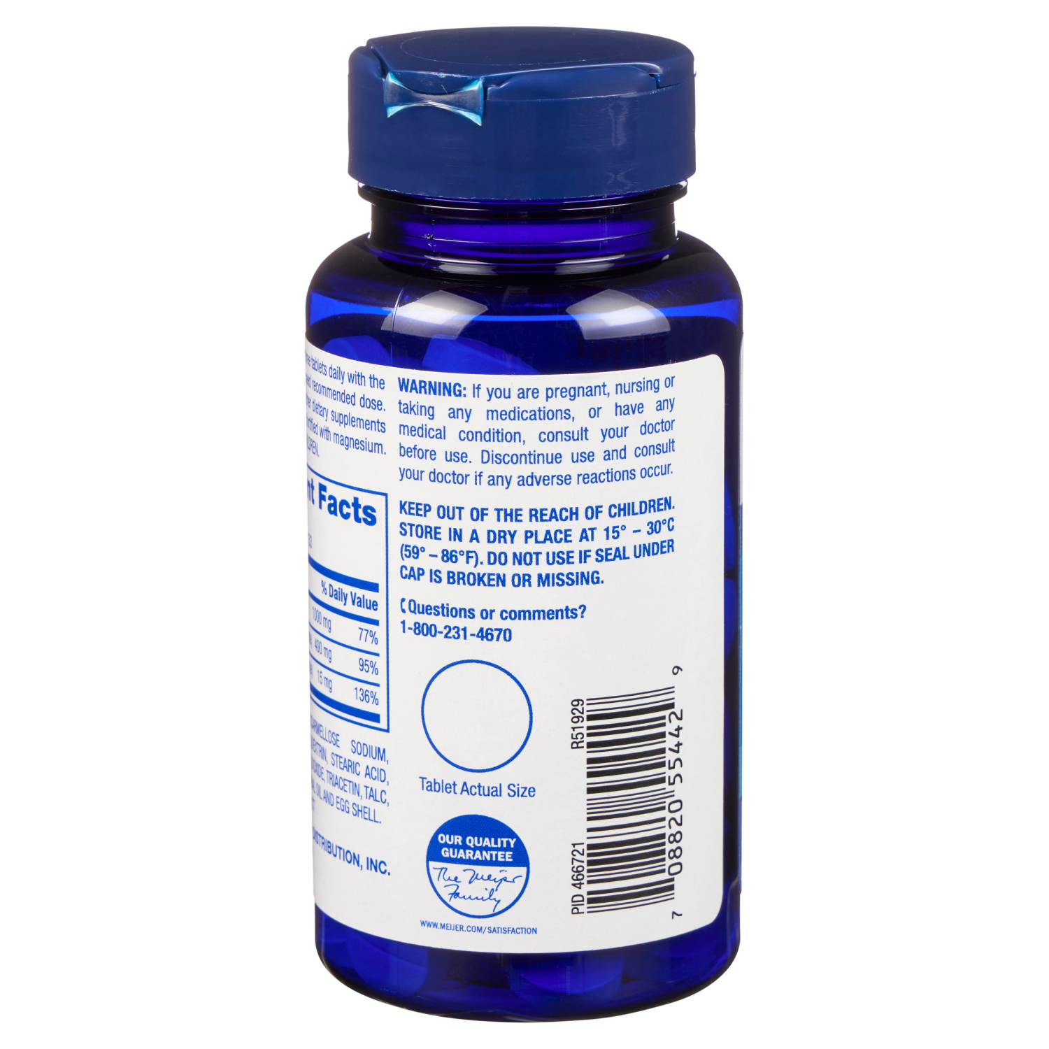 slide 2 of 3, MEIJER WELLNESS Meijer Dietary Supplement Calcium, Magnesium, & Zinc Tablets, 100 ct