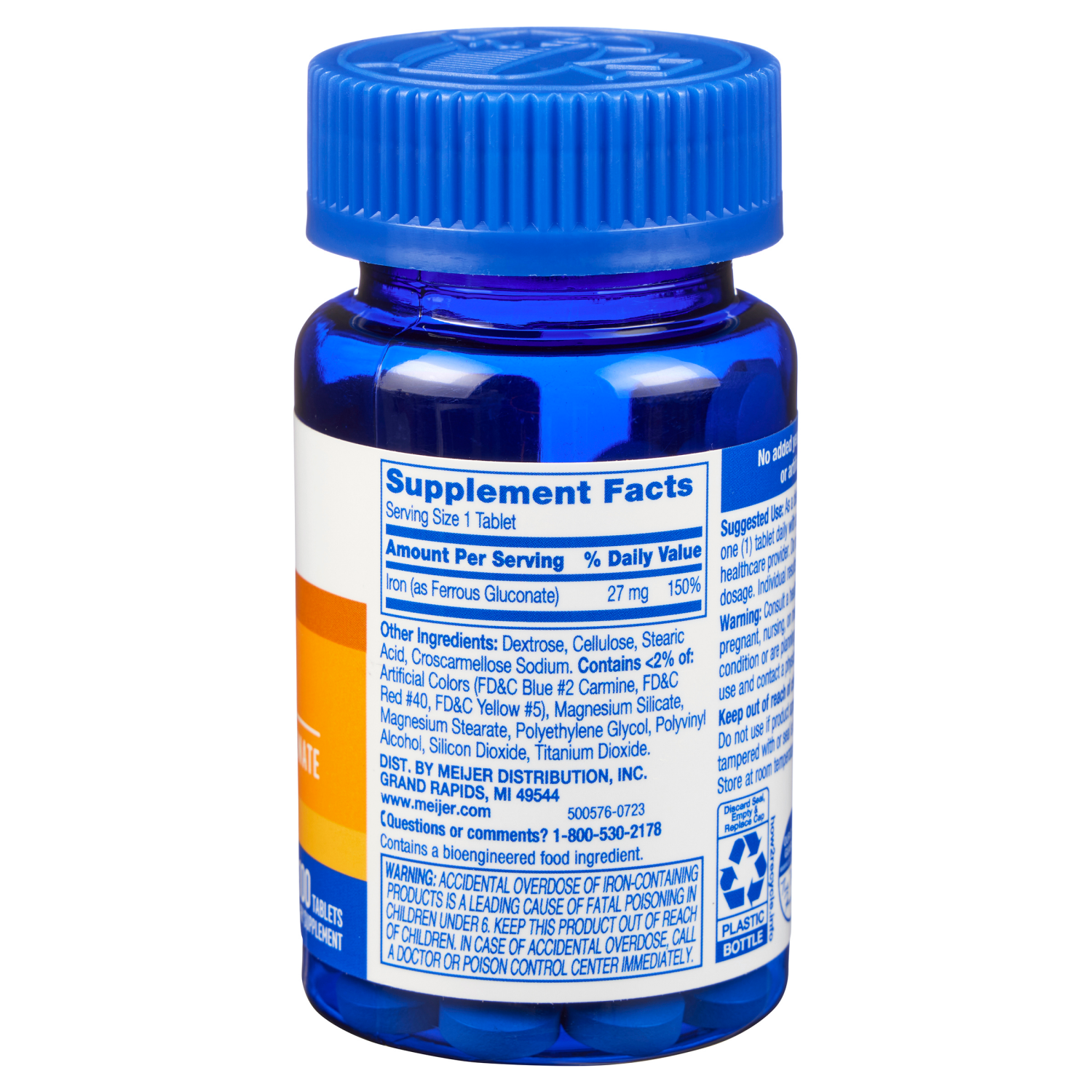 slide 3 of 3, Meijer Wellness Iron 27 mg, General Health, 100 Tablets, 27 mg, 100 tablets