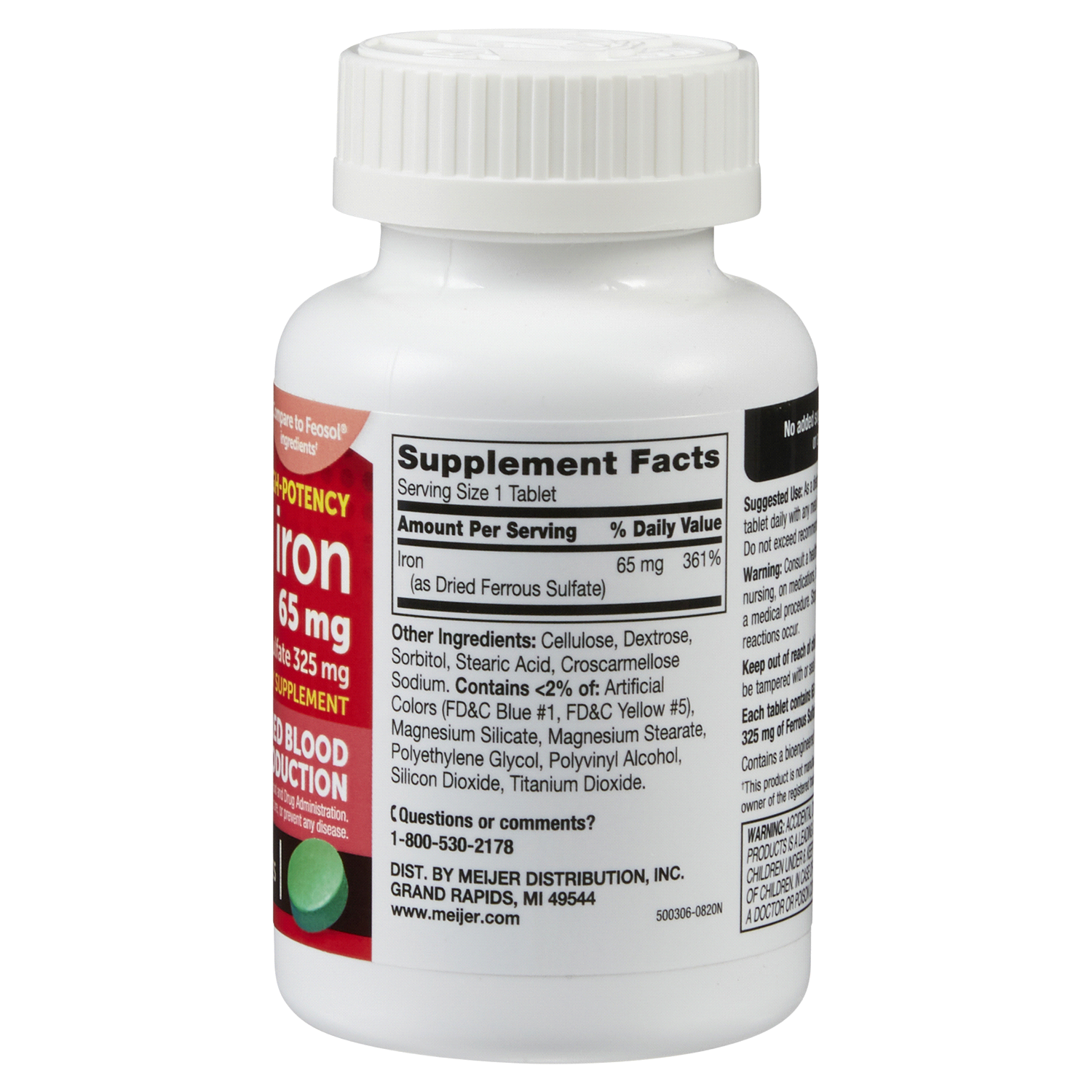 slide 3 of 5, Meijer High Potency Iron, 65 mg, 200 ct