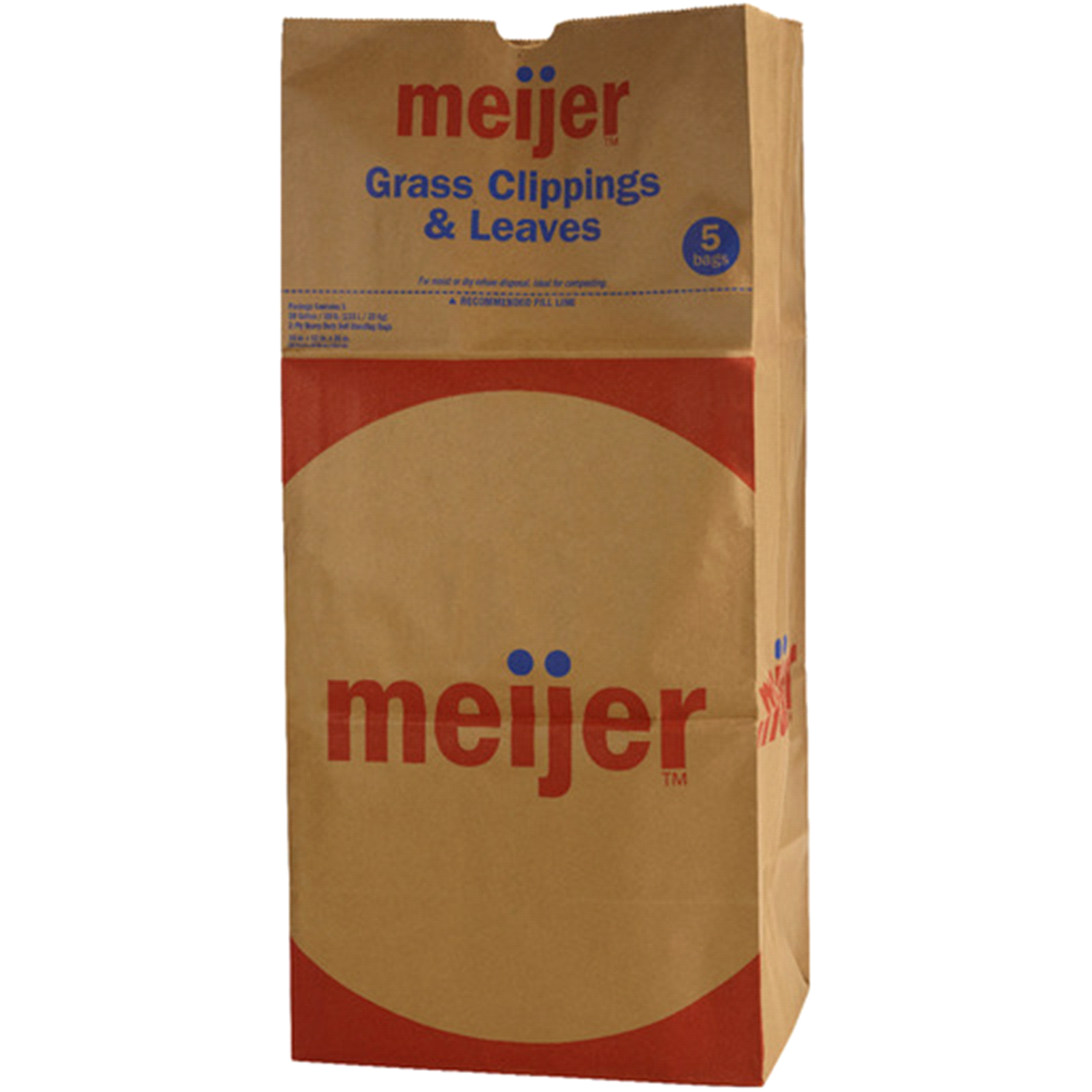 slide 1 of 1, Meijer Paper Lawn & Leaf Bags, 5 Bags, 30 gal