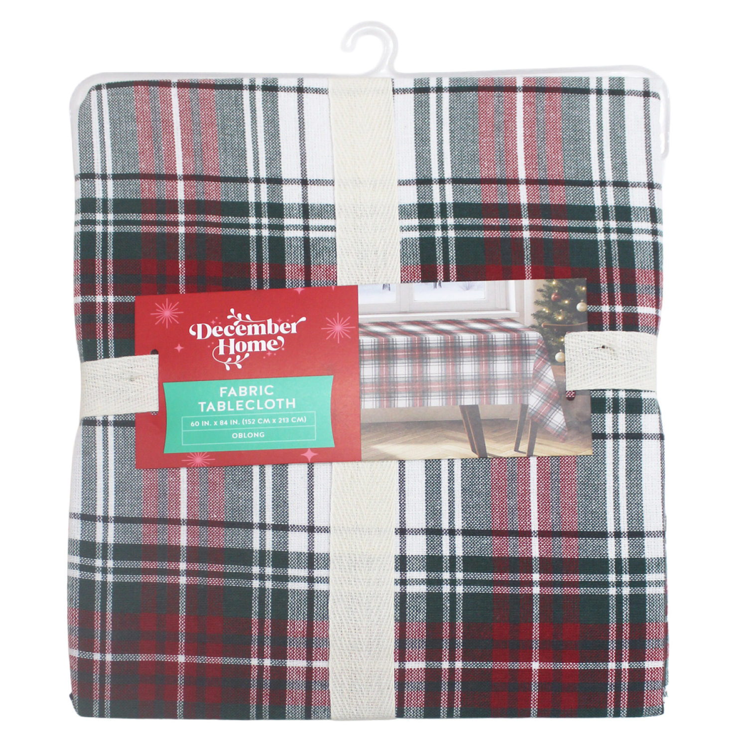 slide 3 of 3, December Home Red Martin Christmas Plaid Tablecloth, 60 In X 84 In, 60 x 84 