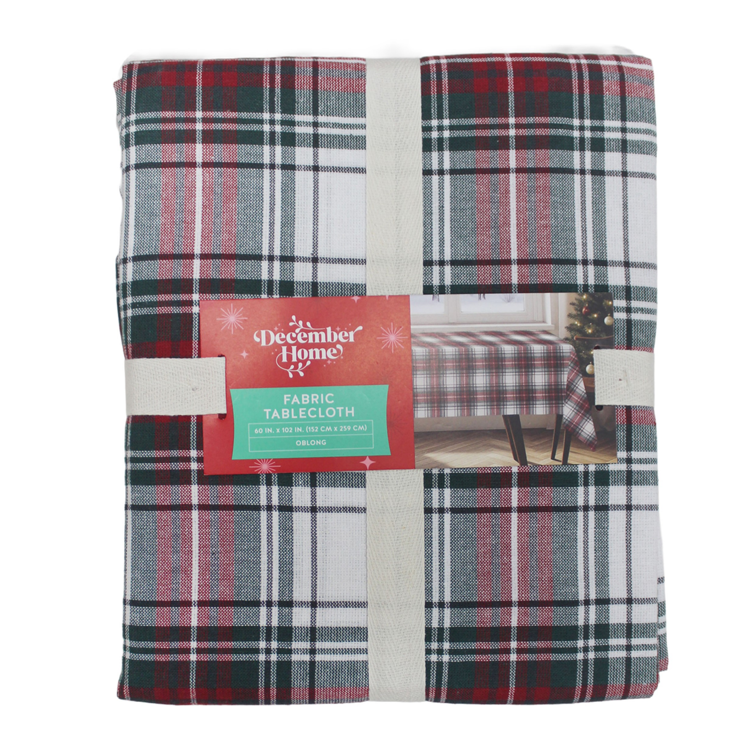 slide 4 of 4, December Home Red Martin Christmas Plaid Tablecloth, 60 In X 102 In, 60 x 102