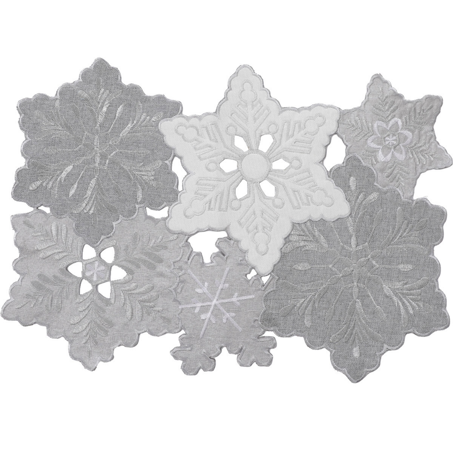 slide 1 of 1, December Home White Stella Snowflakes Cutwork Placemat, 13 In X 19 In, 13 x 19