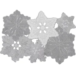 December Home White Stella Snowflakes Cutwork Placemat, 13 In X 19 In