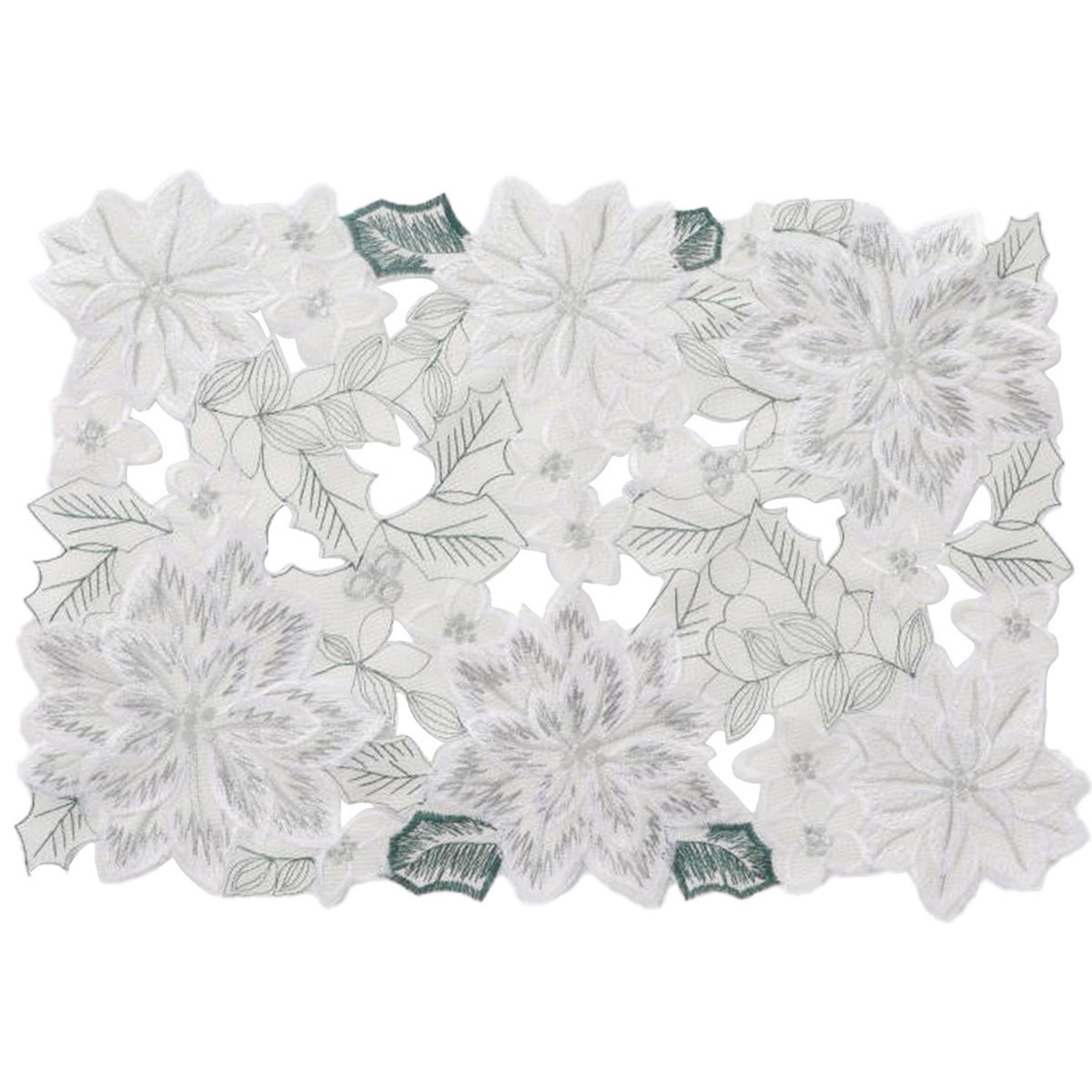 slide 1 of 1, December Home White Parker Poinsettia Cutwork Placemat, 13 In X 19 In, 13 x 19