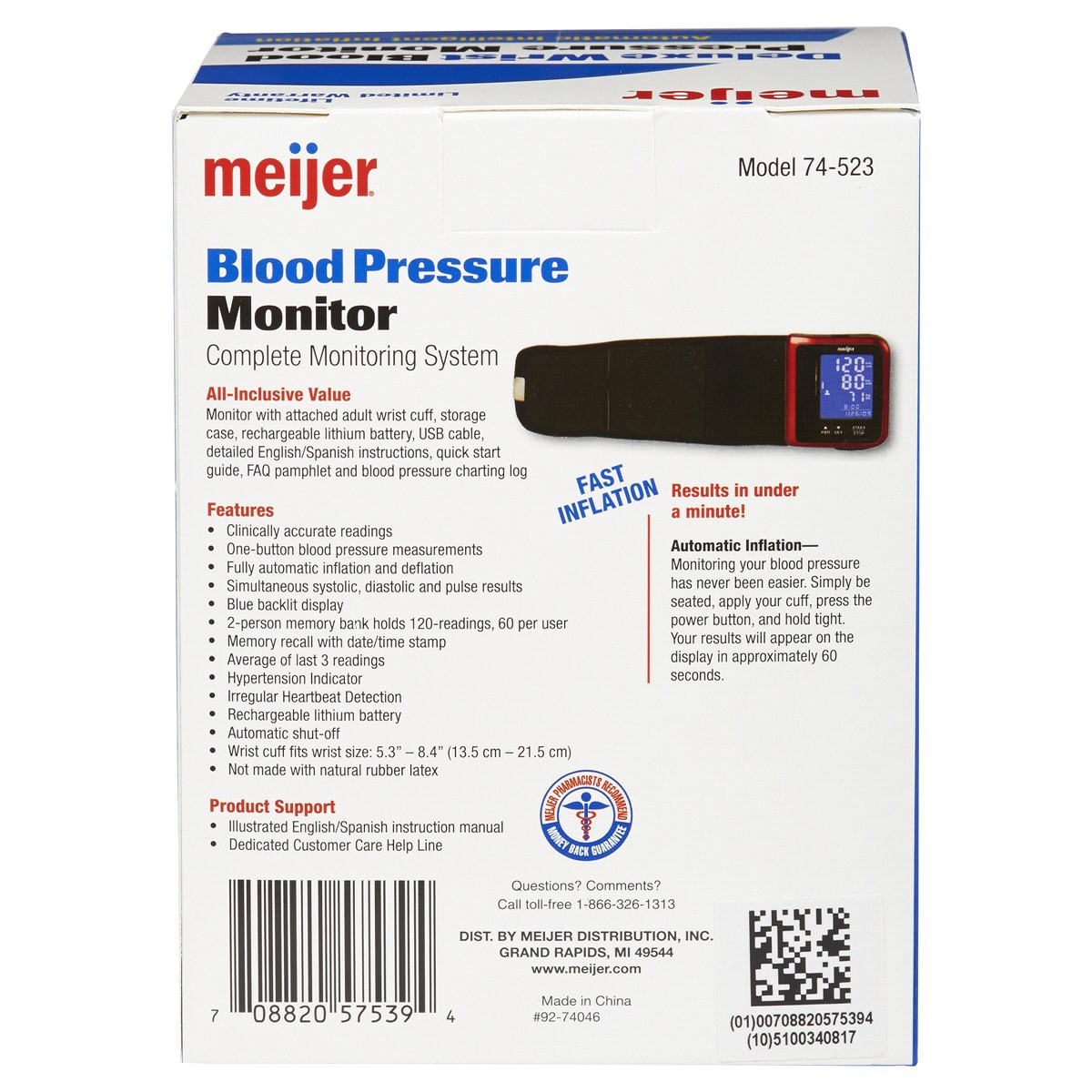 slide 3 of 4, Meijer Deluxe Wrist Blood Pressure Monitor, 1 ct, 1 ct