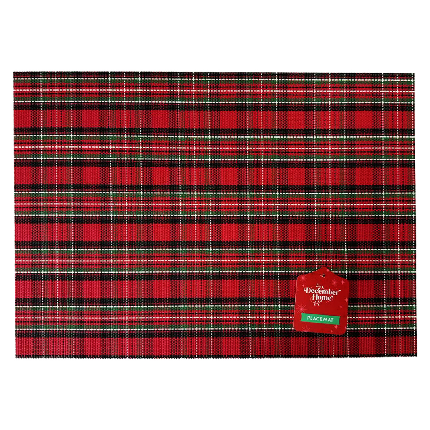 slide 1 of 1, December Home Red Holiday Plaid Textiline Placemat, 13 In X 19 In, Red, 13 x 19