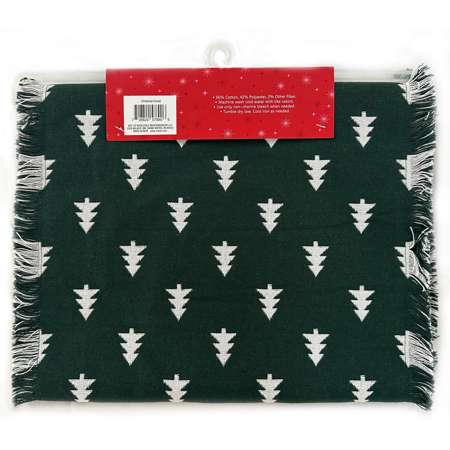 slide 2 of 4, December Home Red Christmas Forest Doublecloth Runner With Fringe, 14 In X 72 In, 14 x 72