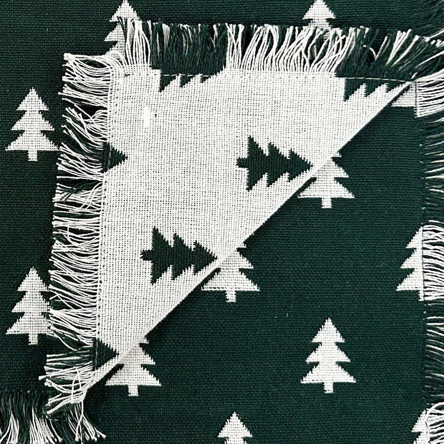 slide 3 of 4, December Home Red Christmas Forest Doublecloth Runner With Fringe, 14 In X 72 In, 14 x 72