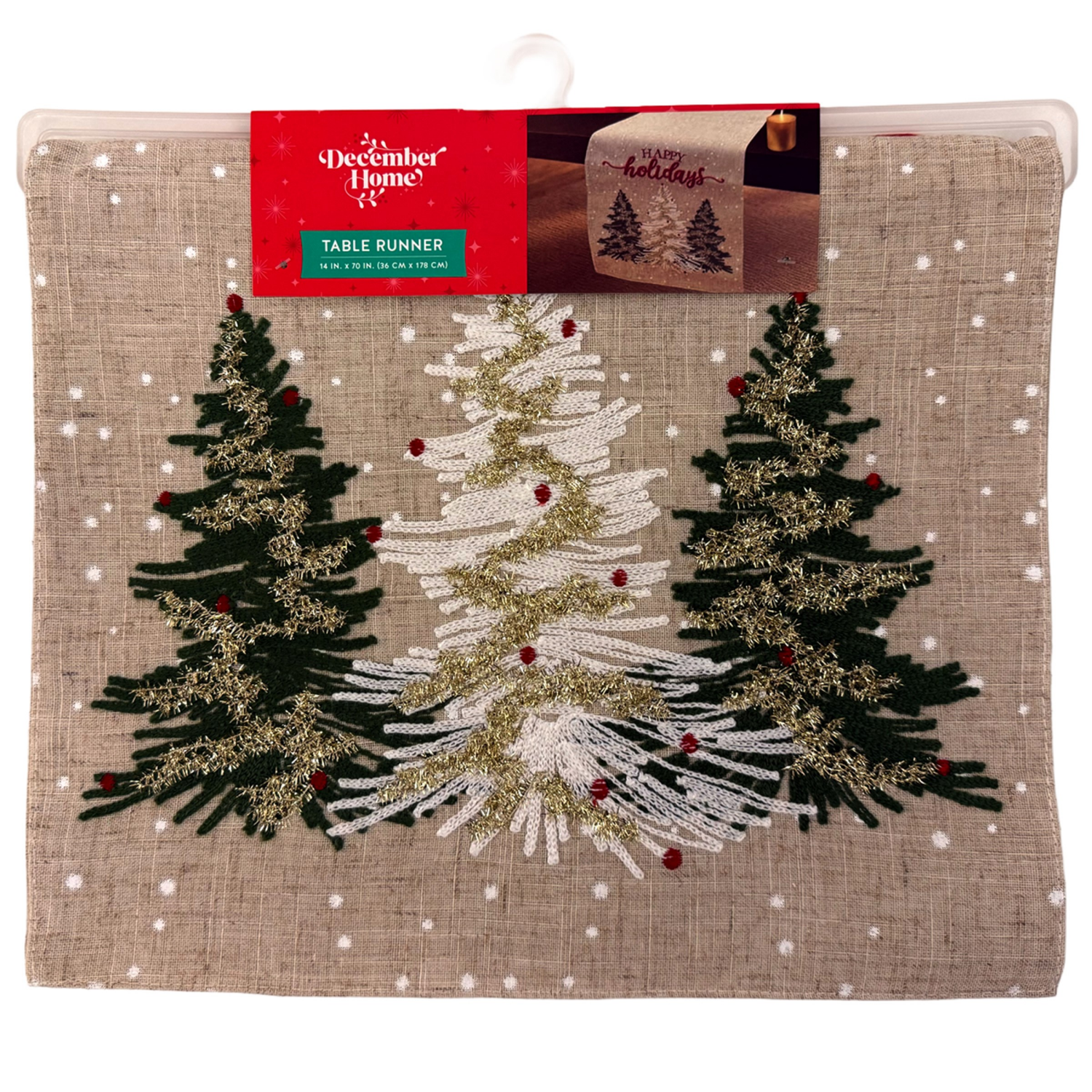 slide 4 of 4, December Home Red Christmas Tree Wonderland Runner, 14 In X 72 In, Multi, 14 x 72
