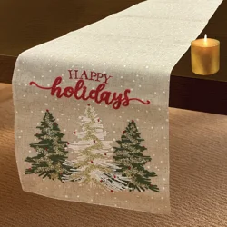 December Home Red Christmas Tree Wonderland Runner, 14 In X 72 In, Multi