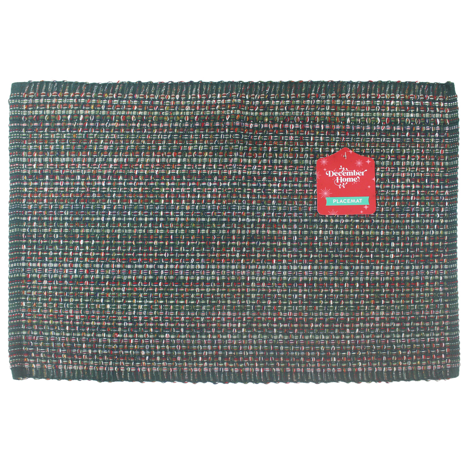 slide 1 of 1, December Home Red Homespun Placemat, 13 In X 19 In, Holiday Green, 13 x 19