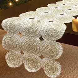 December Home White Vintage Lace Embroidered Runner, 14 In X 72 In