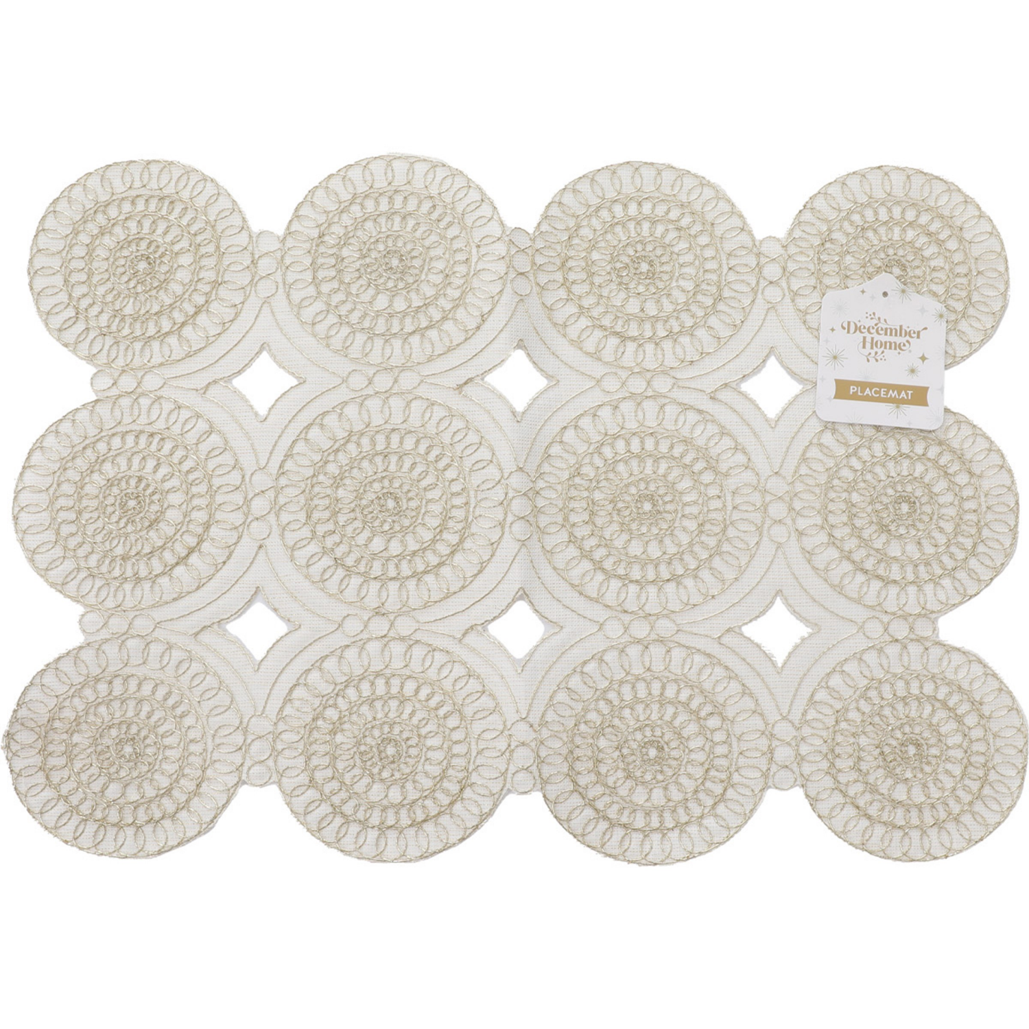 slide 1 of 1, December Home White Vintage Lace Embroidered Placemat, 13 In X 19 In, 13 x 19