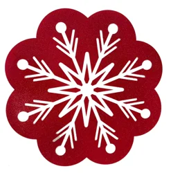 December Home Red Snowflake Shaped Jelly Placemat, 15 In Round, Red
