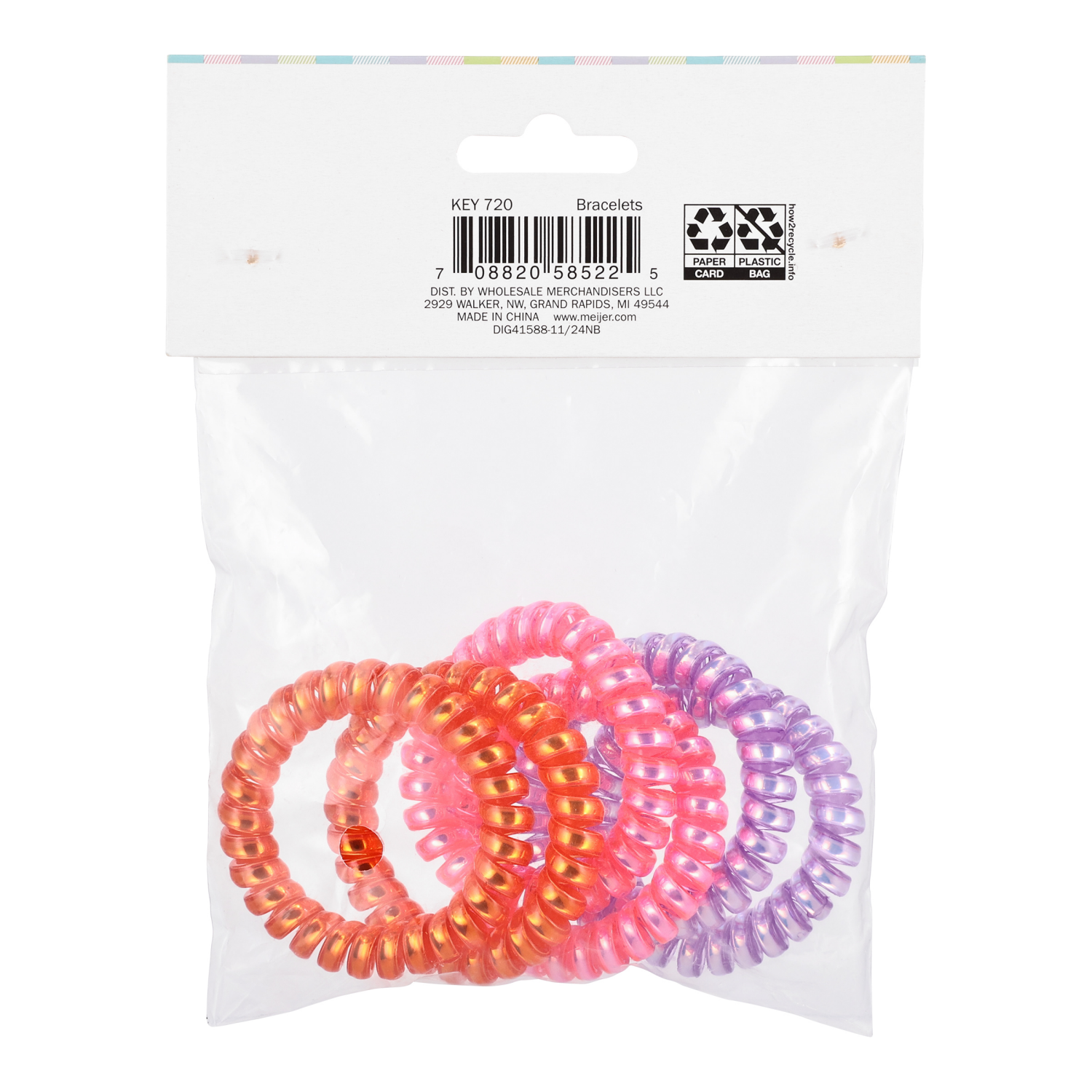 slide 3 of 3, Meijer Corporate Seasonal Meijer Easter Neon Coil Bracelets, 6 ct