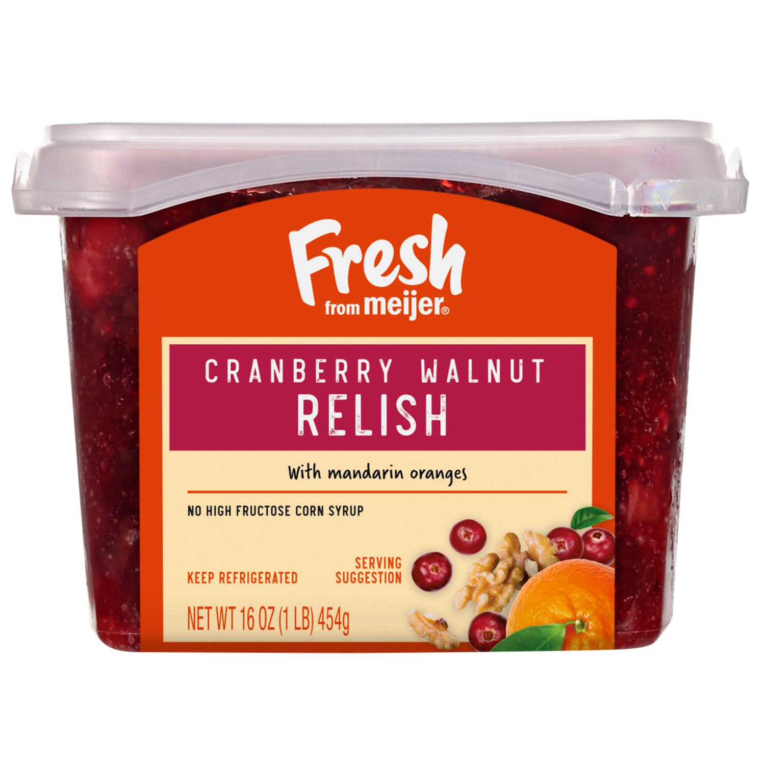 slide 1 of 4, Fresh From Meijer Cranberry Walnut Relish 1 LB, 16 oz