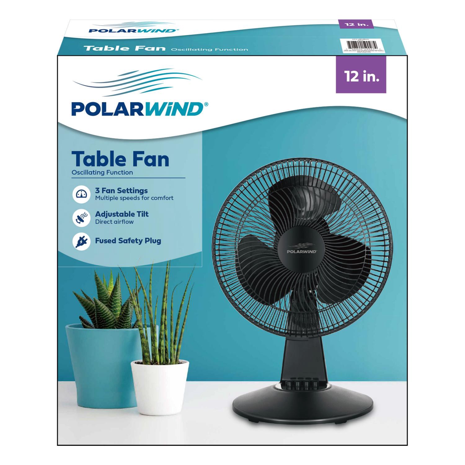 slide 1 of 4, Table Fan, Black, 12 In, 12 in
