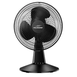 Polar Wind Table Fan, Black, 12 In