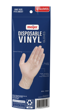 slide 7 of 13, Meijer Disposable Vinyl Gloves One Size Fits Most, 12 ct