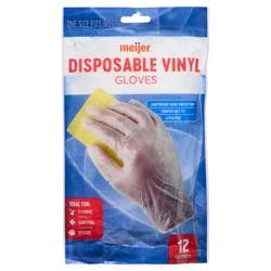 Meijer Disposable Vinyl Gloves One Size Fits Most 12 Ct