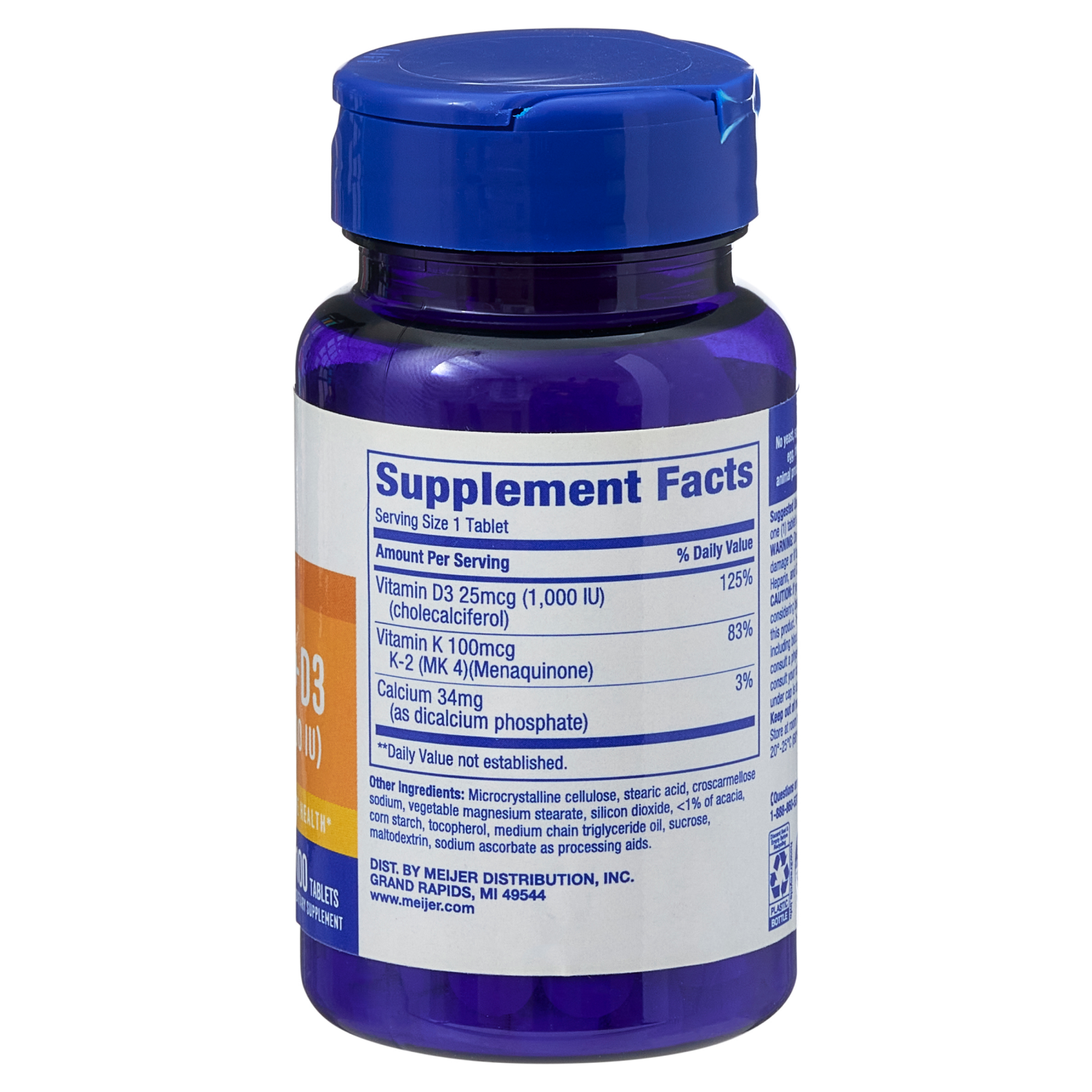 slide 2 of 2, MEIJER WELLNESS Meijer Vitamins K2 & D3, 100 mcg/1000 IU Tablets, 100 ct