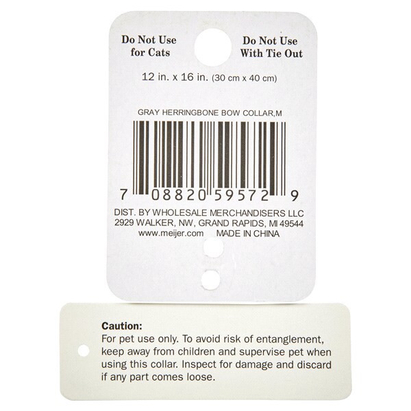 slide 8 of 9, Meijer Pet Collar With Bow, Gray Herringbone, Large, 1 ct