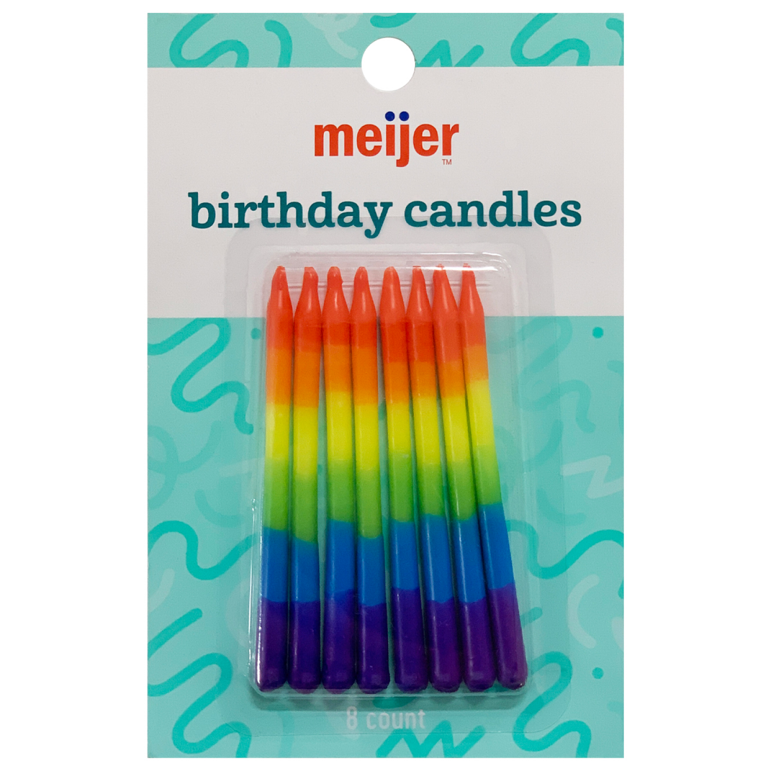 slide 1 of 1, Mjr Birthday Rainbow Stripe Candles, 1 ct