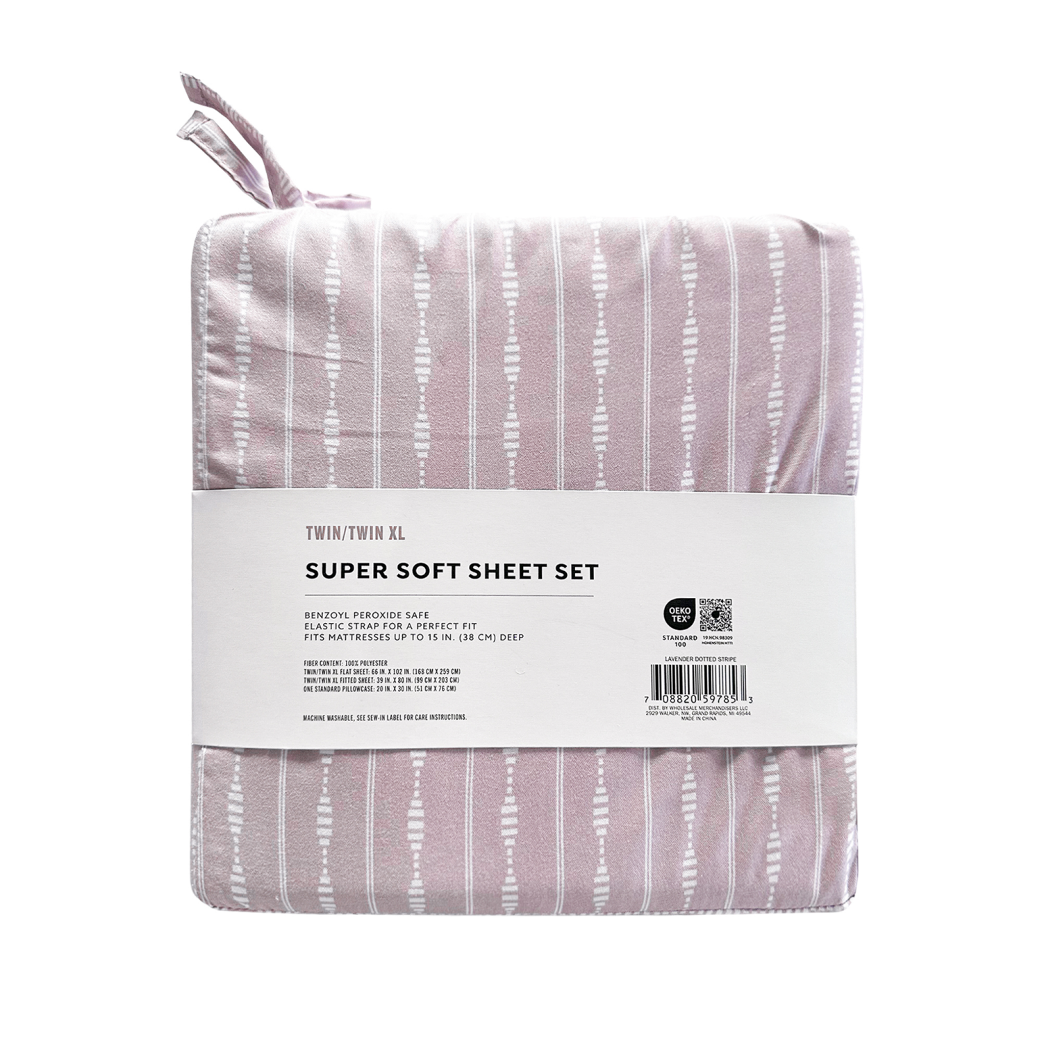 slide 2 of 4, Havenstay Sheets, Twin/Twin XL, Lavender Dotted Stripe, twin/txlarge