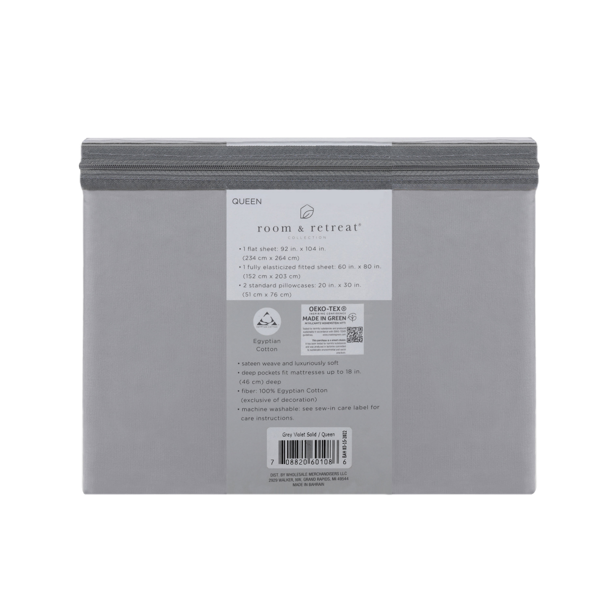 slide 2 of 2, Room & Retreat H Sht Set 500Tc Egyptian Grey Violet Q, Queen Size