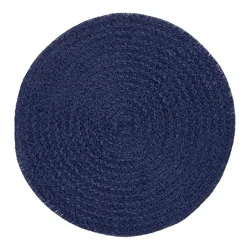 Room & Retreat Round Scalloped Placemat Navy