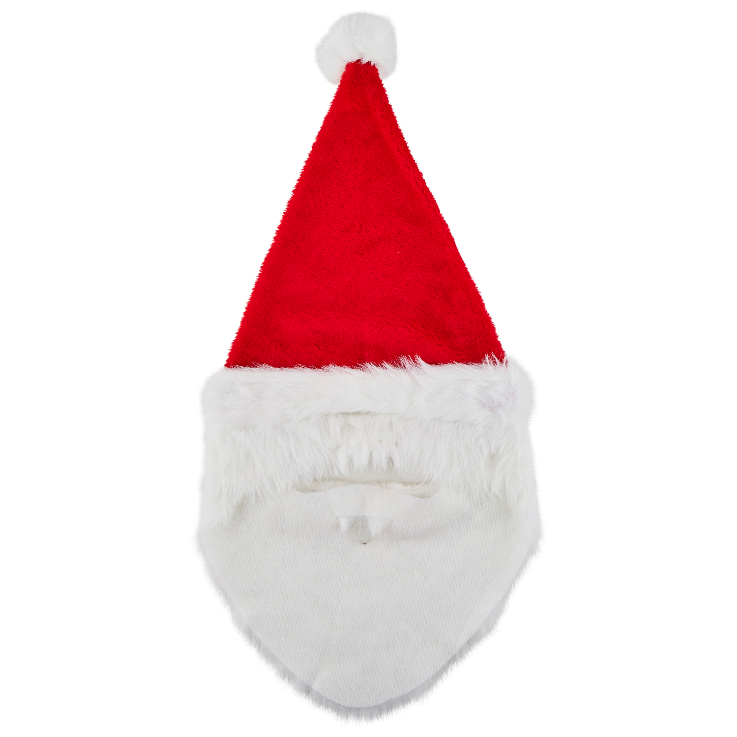 slide 2 of 2, Plush Santa Hat With Faux Mustache & Beard, Red, 26 in
