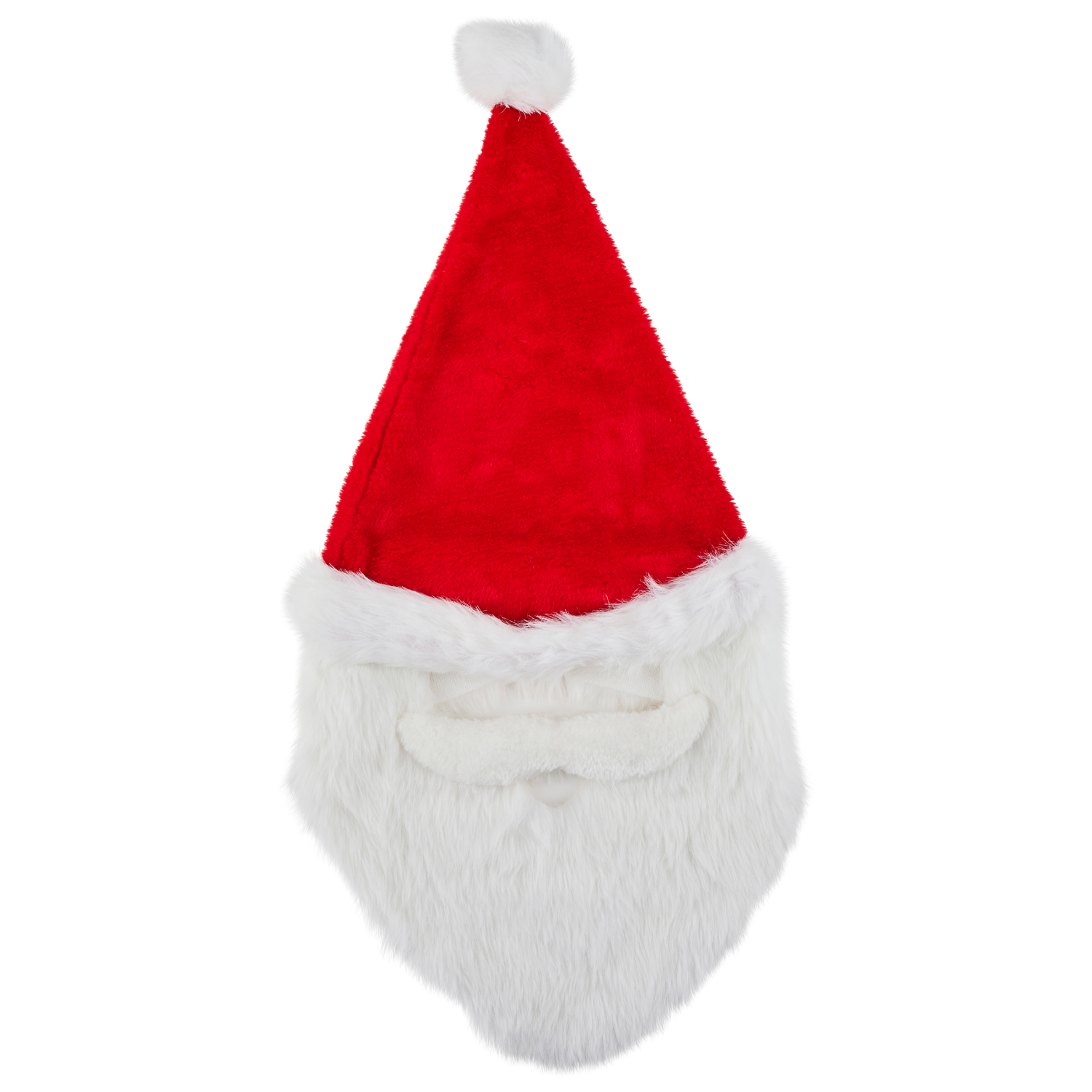 slide 1 of 2, Plush Santa Hat With Faux Mustache & Beard, Red, 26 in