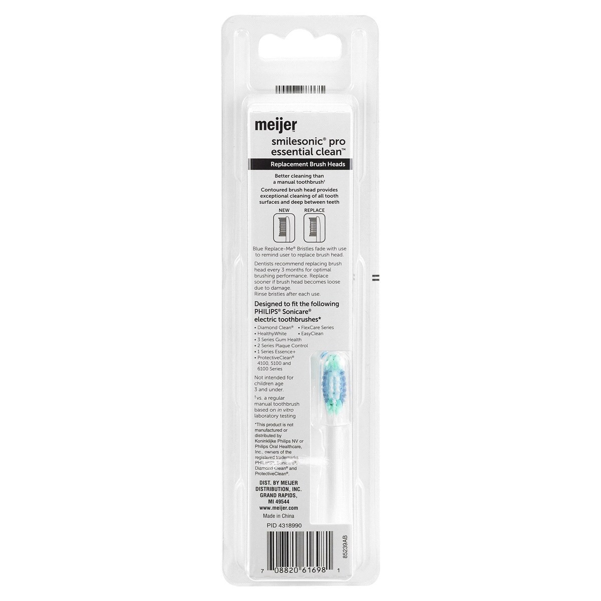 slide 2 of 2, Meijer Smilesonic Pro Essential Clean Replacement Brush Heads, 5 ct