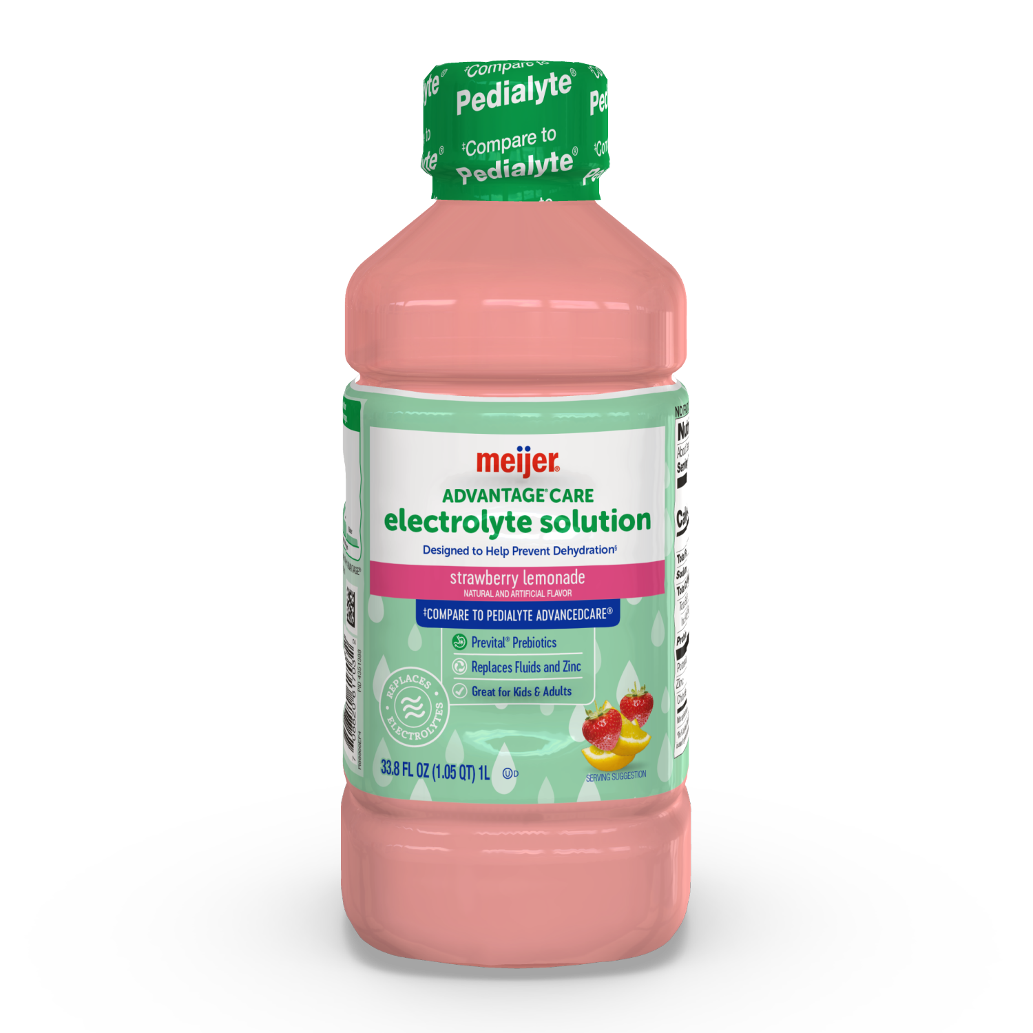slide 1 of 8, Meijer Advantage Care Electrolyte Solution, Strawberry Lemonade, With Prevital Prebiotics, 1 Liter, 1 liter