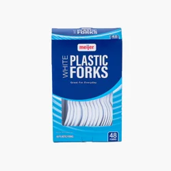 Meijer Plastic Forks, White, 48 ct