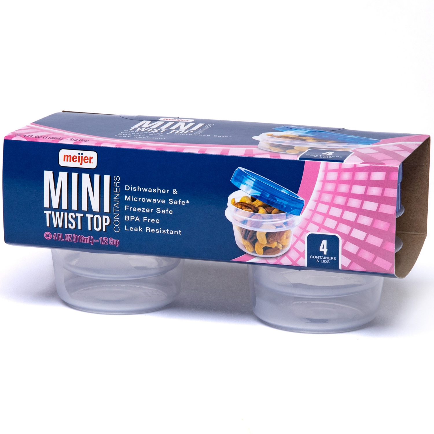 slide 3 of 4, Meijer Food Containers Twist Top, 4 ct; 4 oz