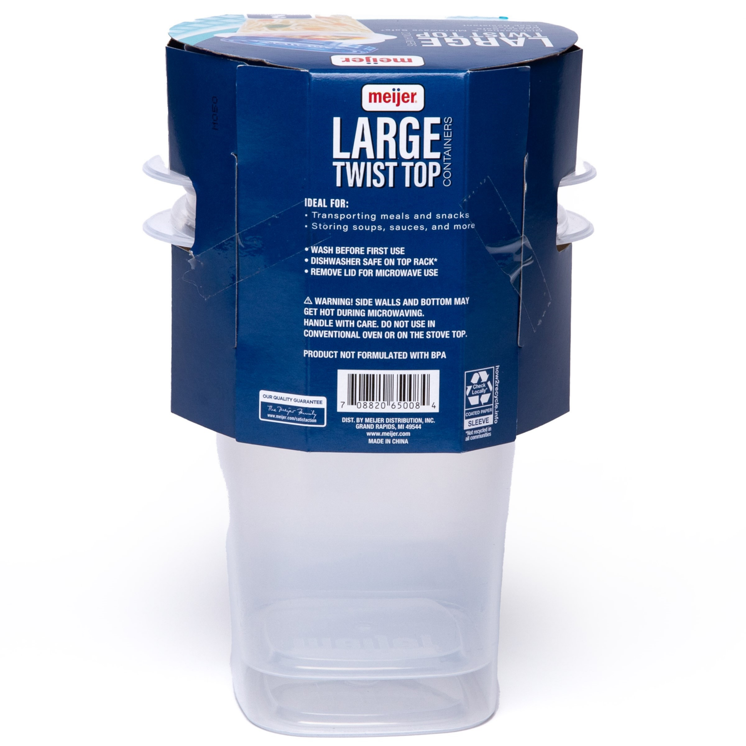 slide 2 of 4, Meijer Food Containers Twist Top 32oz 2ct, 2 ct; 32 oz