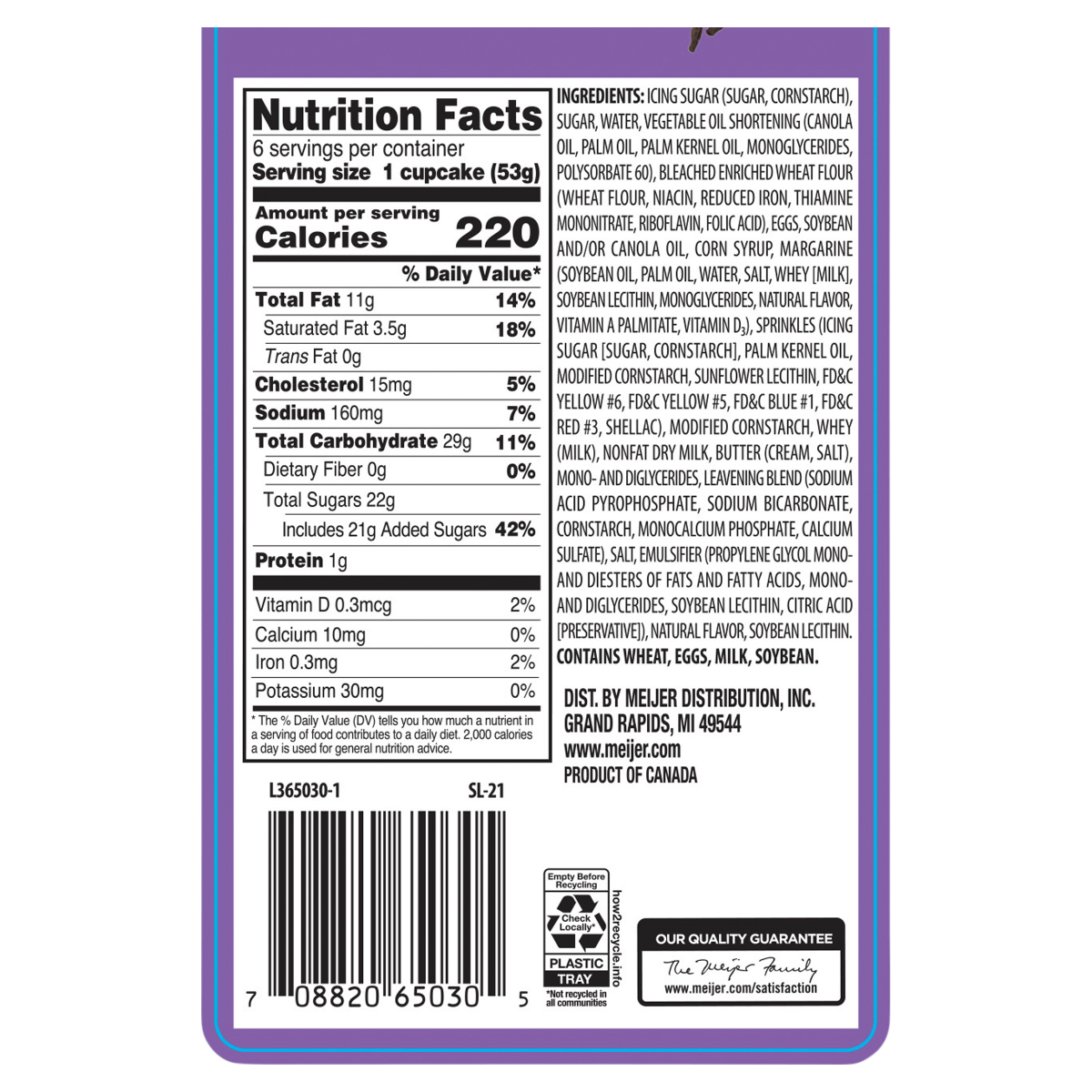 slide 3 of 4, FRESH FROM MEIJER Meijer Vanilla Cupcakes, 6 ct / 11.2 oz. - 6 ct; 11.2 oz, 6 ct; 11.2 oz