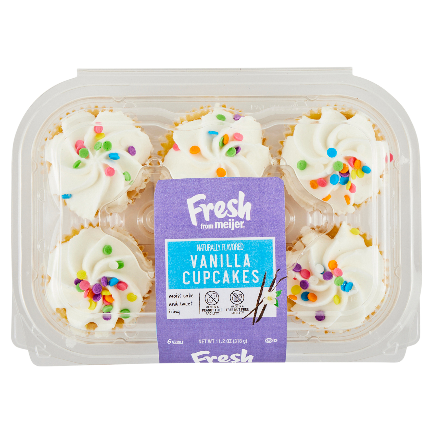 slide 1 of 4, FRESH FROM MEIJER Meijer Vanilla Cupcakes, 6 ct / 11.2 oz. - 6 ct; 11.2 oz, 6 ct; 11.2 oz