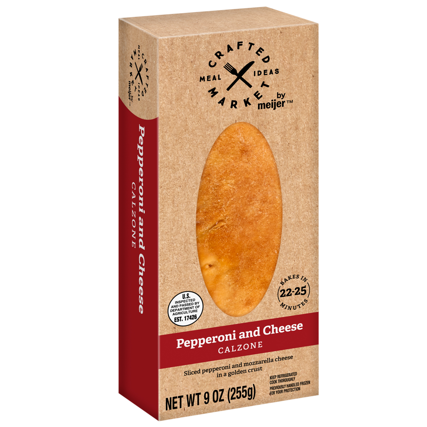 slide 6 of 7, Crafted Market by Meijer Pepperoni and Cheese Calzone, 9 oz., 9 oz