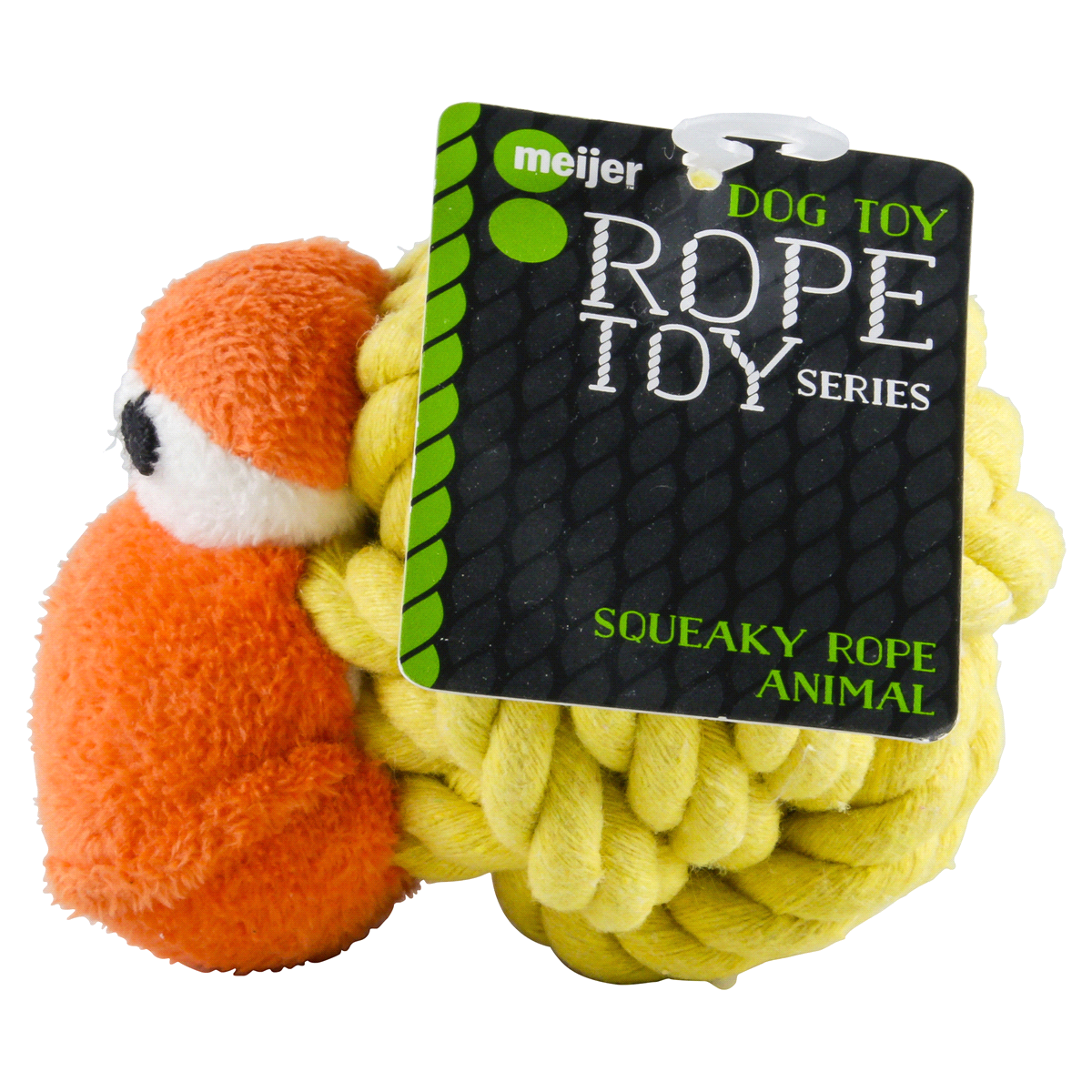 slide 2 of 3, Squeaky Rope Head Animal Dog Toy, Assorted Varieties, 4", 1 ct